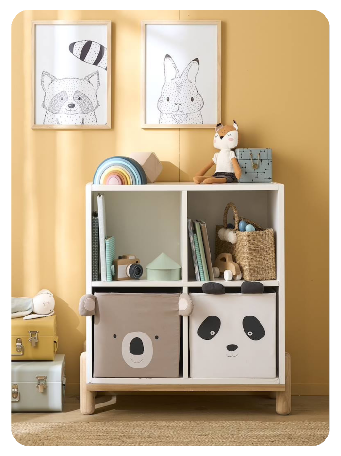 Kinderzimmer 2er-Set Aufbewahrungsboxen, Panda + Koala - taupe+helgrau